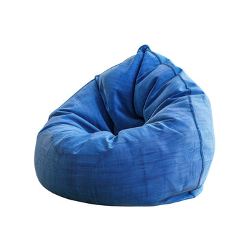 Comfortable Blue Bean Bag Isolated on Transparent or White Background, PNG