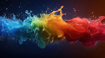 Obraz premium Surreal liquid rainbow, abstract splash, futuristic tones