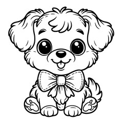 Obraz premium dog coloring book page vector art illustration on a white background