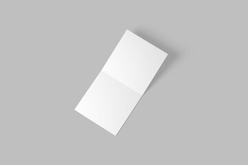 Bi fold square brochure or invitation mock up isolated on gray background.