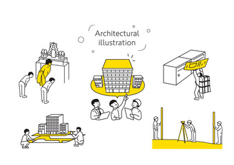 Construction illustration set: Planning centered 2