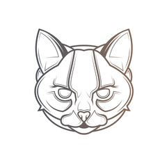 Predatory cat. Original vector illustration in vintage style isolated on black background. T-shirt design.