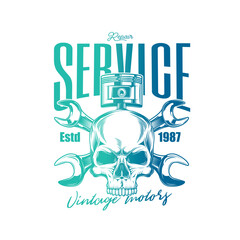 Vintage Custom Motorcycle Poster. Original vector illustration in vintage style isolated on white background. T-shirt design.