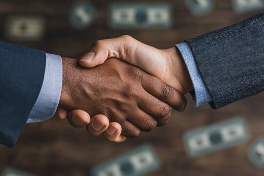 Collaborative Business Partnership Hands Shaking, Dynamic Leadership Symbols, Success and Growth