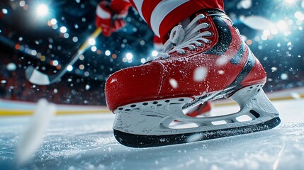 Ice hockey players skating fast toward the goal dynamic action ultra HD high detail commercial photography sharp focus