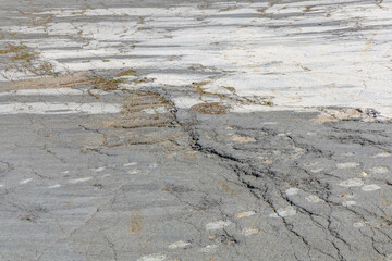 Dinosaur footprints imprinted in the rock, the Monumento Natural das Pegadas de Dinossáurios de Ourém Portugal