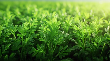 Obraz premium Vibrant green leaves basking in sunlight, showcasing nature's beauty and freshness in a lush garden environment.