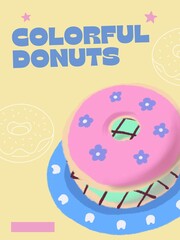 Cute background with donut sweet picnic illustrations for banners