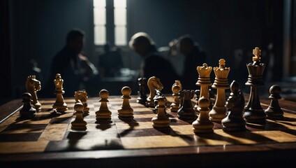 A closeup of a chessboard