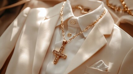 baby clothes baptism concept. Selective focus