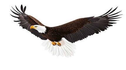 Fototapeta premium A Bald Eagle with Spread Wings in Flight