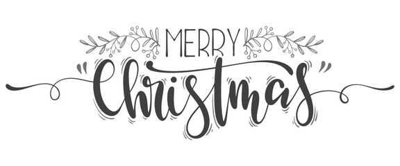 Merry christmas hand lettering calligraphy isolated on white background. Vector holiday illustration element. Merry Christmas script calligraphy