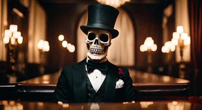 halloween skeleton mobster
