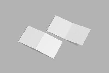 Square Bifold Brochure or invitation mock up isolated on gray background