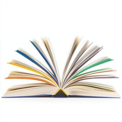 Fototapeta premium A row of open books fanned out, knowledge and education concept, photorealistic, isolated on white background