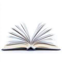 Fototapeta premium A flat lay of an open book with text, reading and learning concept, photorealistic, isolated on white background