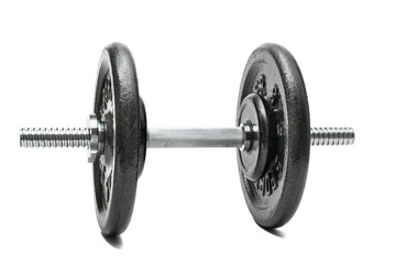 Metal dumbbell isolated on white background