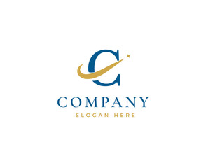 Modern Letter C Logo with Dynamic Swoosh for Branding and Corporate Identity Design Vector Illustration