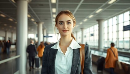 Fototapeta premium beautiful business woman at terminal
