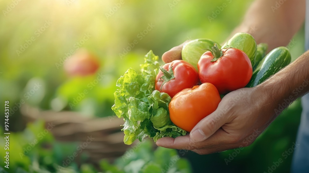 Canvas Prints hands lifting organic vegetables from a zero-waste farm, earth-friendly agriculture concept