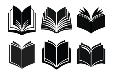 Set of Book silhouette style vector in white background