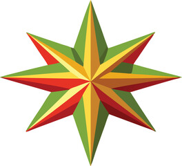Obraz premium A vibrant star design features green, yellow, and red colors, perfect for enhancing festive decor and cultural celebrations.