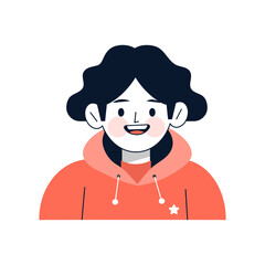 Curly hair man with bright smile illustration