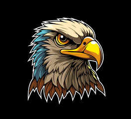 Ai generated cartoon eagle mascot, symbol of power and freedom. Isolated portrait of wild bird with fierce eyes and sharp beak, represents strength, agility, and leadership for sports team or club