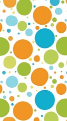 Seamless Pattern of Colorful Circles on a White Background.