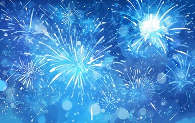  Blue Sky with Fireworks