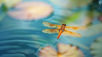 Naklejka premium Dragonfly on the pond close up