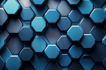 Fototapeta premium abstract geometric background with interconnected hexagons in gradients of blue and teal creating a futuristic web banner design