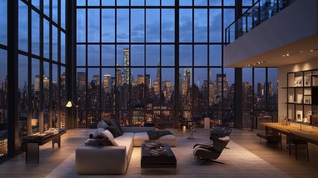 Breathtaking Urban Skyline View from Luxury Apartment