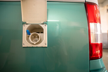 Comfortable interior of a passenger bus with soft seats. The design is made to order. Private...