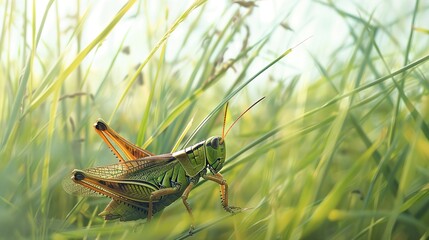 Grasshopper in the field wallpaper