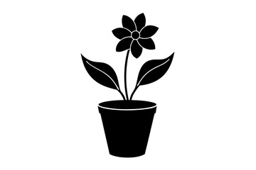  Indoor plant, flower Isolated Flat silhouette black vector art illustration