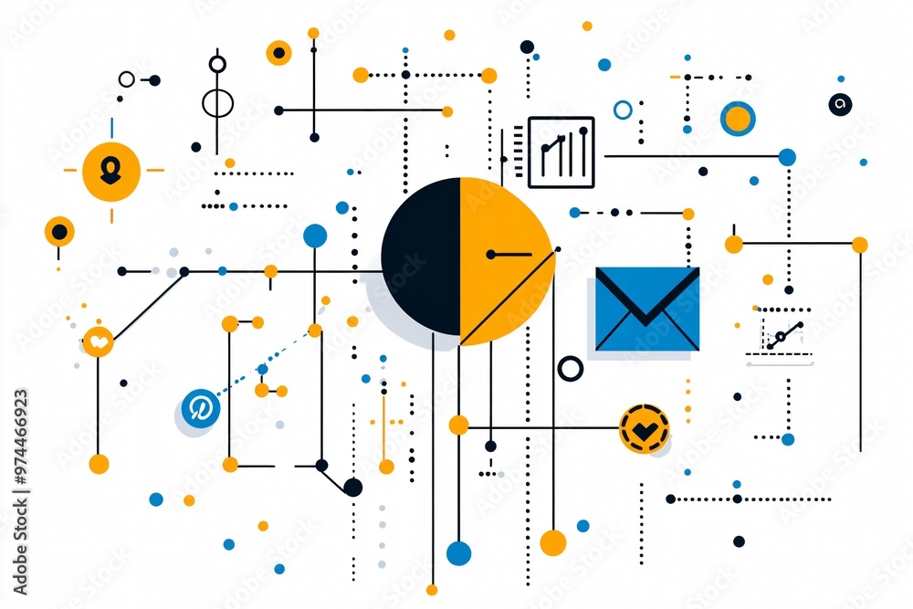 Poster abstract network of connections and data flow