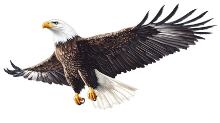 Obraz premium Bald Eagle in Flight with Spread Wings