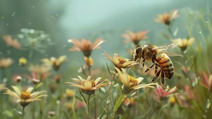Honeybee collecting nectar wallpaper
