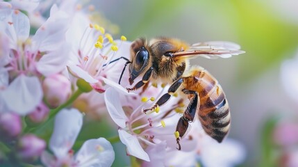 Honeybee collecting nectar wallpaper