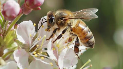 Honeybee collecting nectar wallpaper