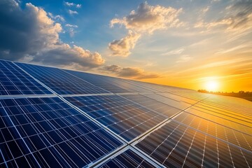 a photo for green energy with solar pannels and wind turbines