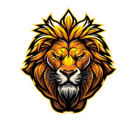 Obraz premium AI generated lion head mascot for heraldic emblem with wild animal, vector badge. Lion mascot head for hockey, rugby or baseball and basketball varsity team or league t shirt print and sport club sign