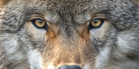 Obraz premium Golden-eyed wolf in a stunning close-up, highlighting its intense gaze and the wild nature of the majestic animal
