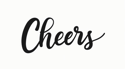 Black custom calligraphy text 'Cheers' on white background
