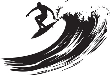 Fototapeta premium Surfer riding massive wave silhouette