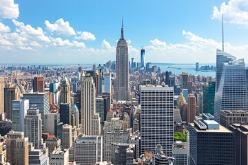 Fototapeta premium Aerial View of Manhattan Skyline with the Empire State Building
