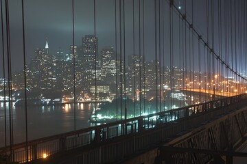 Obraz premium Skyline of San Francisco at night, Oakland Bay Bridge