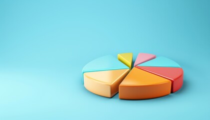 Obraz premium Colorful 3D Pie Chart on Blue Background