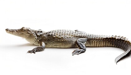 Fototapeta premium American Alligator gator - Alligator mississippiensis - found wild in the South East United States. common reptile lizard found in Everglades, Florida USA Isolated on white background with copy space